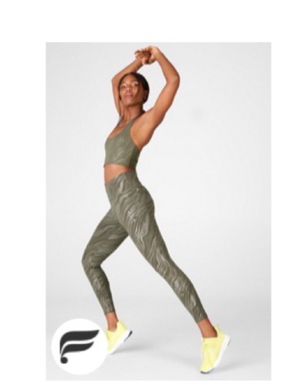 Women's Olive Textured High-Waist Leggings - M -